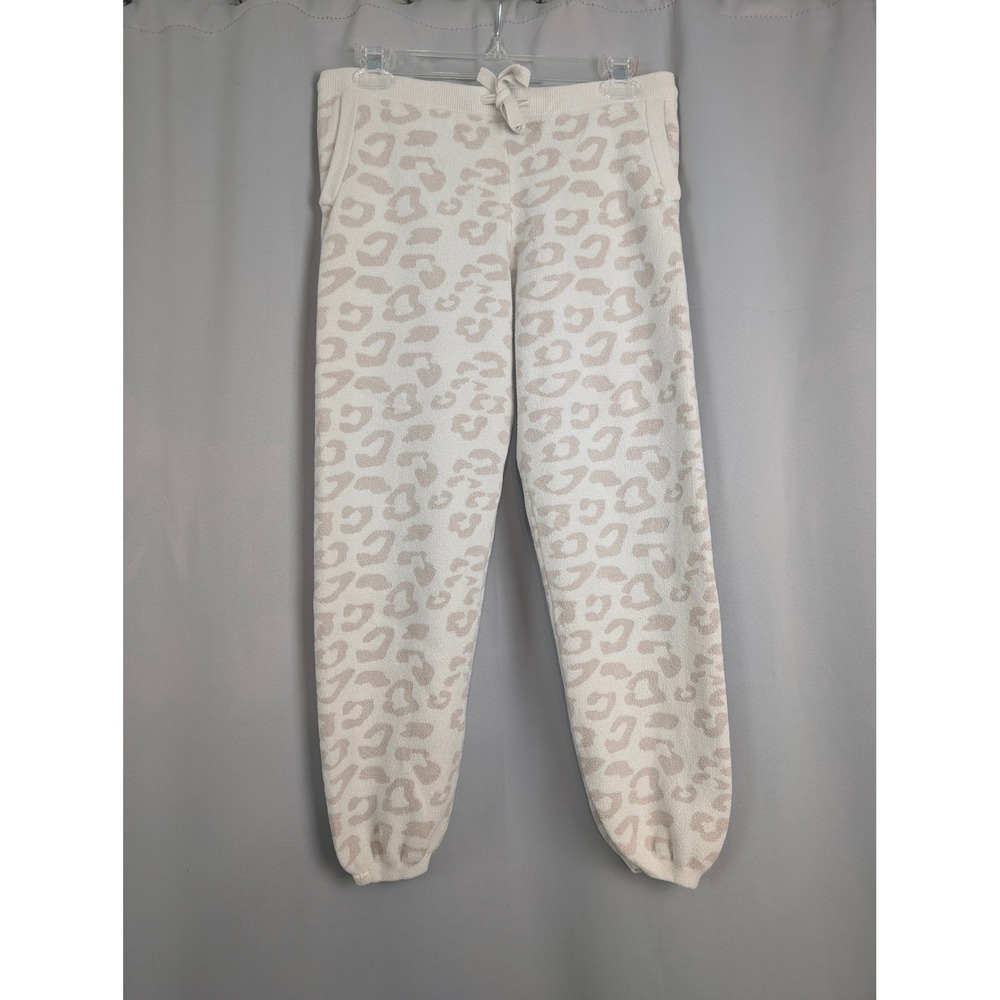 Barefoot Dreams Joggers Kids 12/14 Cream Leopard Excellent CozyChic Ultra Lite